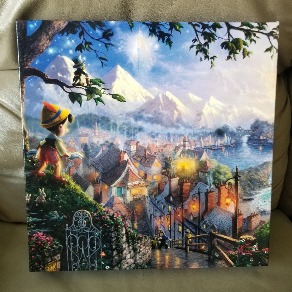 Thomas Kinkade Pinocchio Wrapped Canvas Art Picture